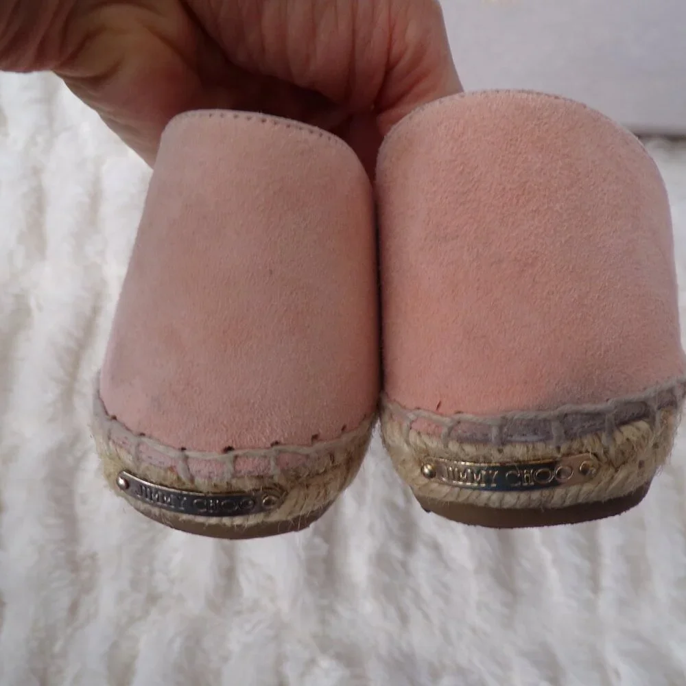 Jimmy Choo pink studded suede espadrilles 7